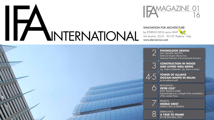 IFA MAGAZINE • N. 1 JANUARY 2016 • Innovation for architecture IFA MAGAZINE • N. 1 JANUARY 2016 • Innovation for architecture
